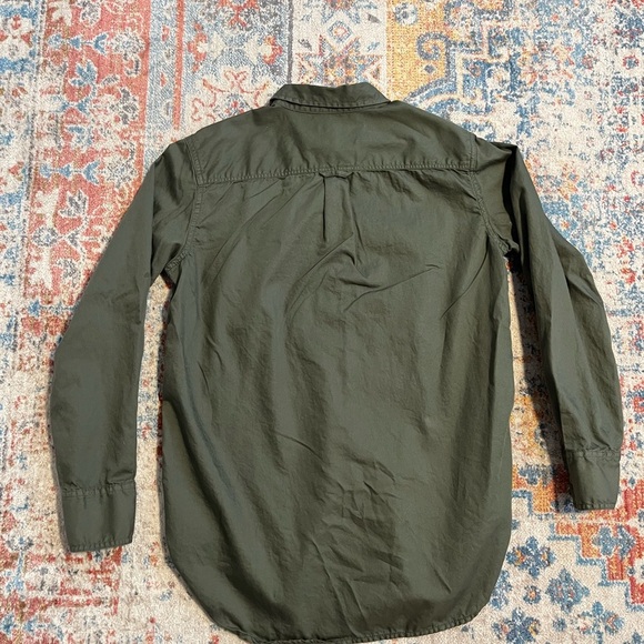 Jcrew button down cotton camp shirt army olive green - Picture 4 of 5